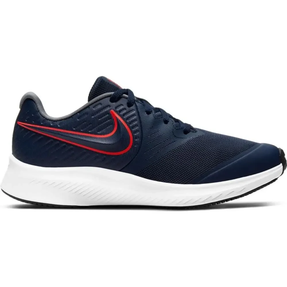 NIKE KIDS STAR RUNNER 2 (GS) SNEAKER (MIDNIGHT NAVY/BRIGHT CRIMSON, 4)